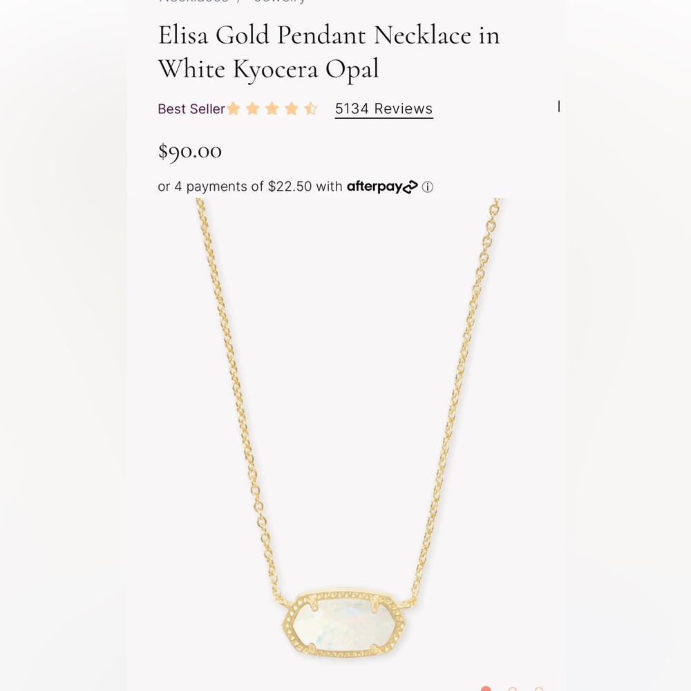 Elisa Gold Pendant Necklace in White Kyocera Opal